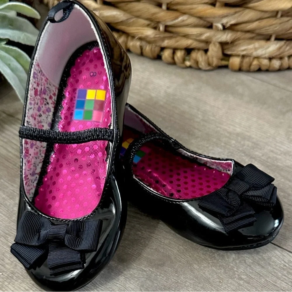 New Y2K HealthTex Girls Black Bow Mary Jane Toddler Girls Shoes Size 8